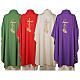 Chasuble of 100% polyester, ears of wheat grapes and cross, 4 coulours s7