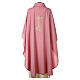 Pink chasuble with ears of wheat, grapes and cross, 100% polyester s5