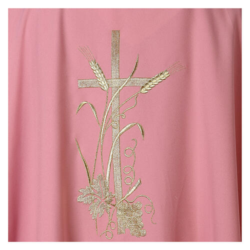 Chasuble rose épis raisin croix 100% polyester 6