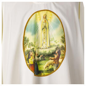 Ivory coloured Marian chasuble with Our Lady of Fatima's print