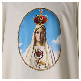 Chasuble mariale impression Notre-Dame de Fatima 100% polyester couleur ivoire