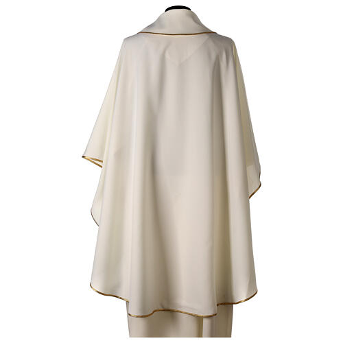 Chasuble mariale impression Notre-Dame de Fatima 100% polyester couleur ivoire 5