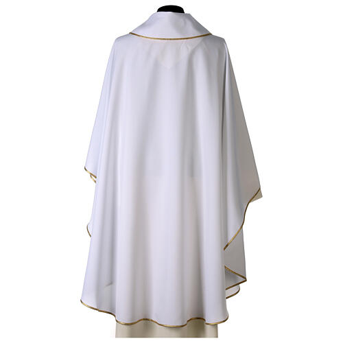 Chasuble mariale impression Notre-Dame de Fatima 100% polyester blanc 4