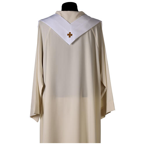 Chasuble mariale impression Notre-Dame de Fatima 100% polyester blanc 6