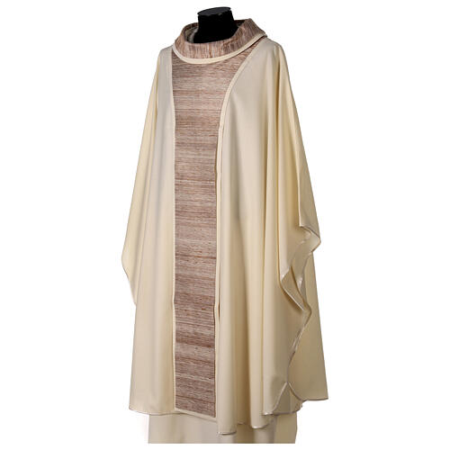 Pure wool chasuble with silk applique and brown orphrey 4