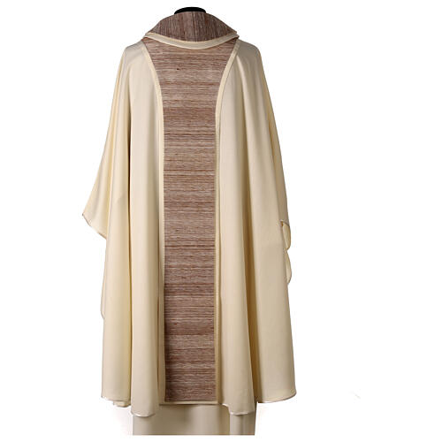 Pure wool chasuble with silk applique and brown orphrey 5