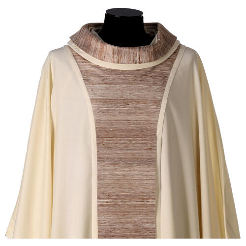 Chasuble in pure wool with brown gallon 2