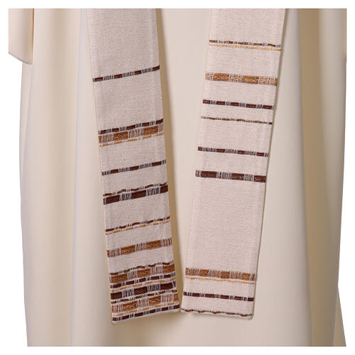 Ivory chasuble of hand-woven raw silk with golden ribbons by Atelier Sirio 10