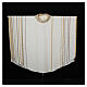 Ivory chasuble of hand-woven raw silk with golden ribbons by Atelier Sirio s4