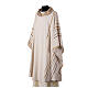 Ivory chasuble of hand-woven raw silk with golden ribbons by Atelier Sirio s5