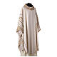 Ivory chasuble of hand-woven raw silk with golden ribbons by Atelier Sirio s8