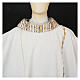Ivory chasuble of hand-woven raw silk with golden ribbons by Atelier Sirio s9