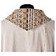 Ivory chasuble of hand-woven raw silk with golden ribbons by Atelier Sirio s10