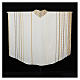 Ivory chasuble of hand-woven raw silk with golden ribbons by Atelier Sirio s12