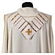 Ivory chasuble of hand-woven raw silk with golden ribbons by Atelier Sirio s17