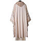 Ivory chasuble of hand-woven raw silk with golden ribbons by Atelier Sirio s7