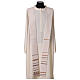 Ivory chasuble of hand-woven raw silk with golden ribbons by Atelier Sirio s9