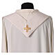 Ivory chasuble of hand-woven raw silk with golden ribbons by Atelier Sirio s11