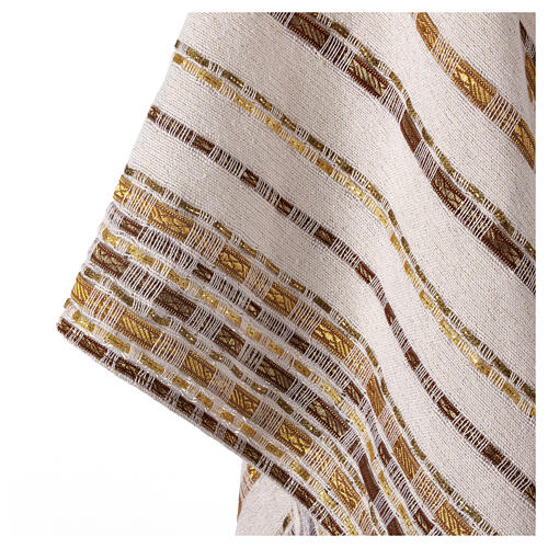 Casula cor de marfim seda crua tecida à mão com fitas douradas Atelier Sirio 6