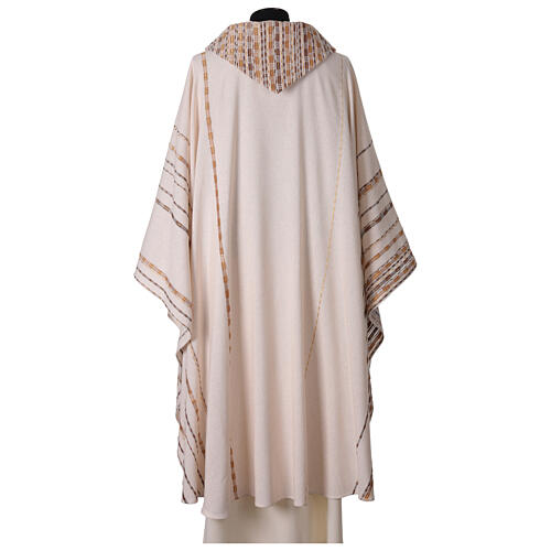 Ivory chasuble raw silk hand woven golden ribbons Atelier Sirio 7