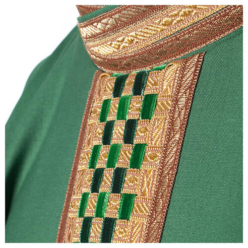 Woolen chasuble "Linea M" with velvet braided orphrey by Atelier Sirio 17