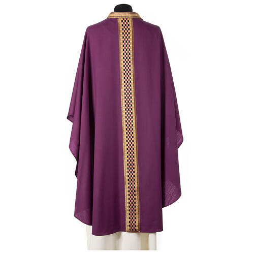 Woolen chasuble "Linea M" with velvet braided orphrey by Atelier Sirio 20