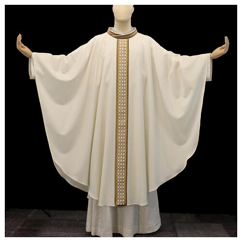 Casula 'Linea M' 100% lana stolone intrecciato velluto Atelier Sirio 7
