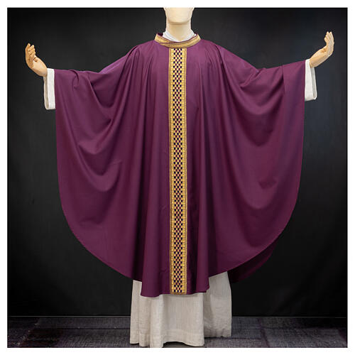 Casula 'Linea M' 100% lana stolone intrecciato velluto Atelier Sirio 10