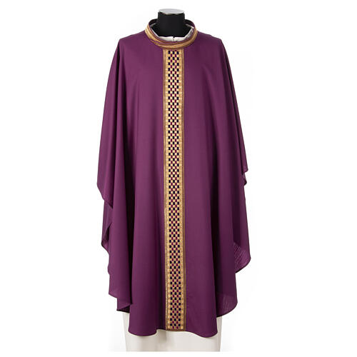 Casula 'Linea M' 100% lana stolone intrecciato velluto Atelier Sirio 11
