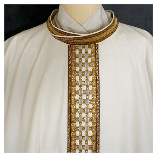 Casula 'Linea M' 100% lana stolone intrecciato velluto Atelier Sirio 15