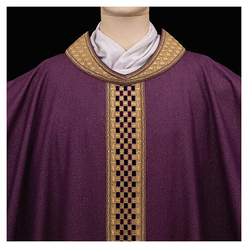 Chasuble "Linea M" with lurex and braided orphrey by Atelier Sirio 19