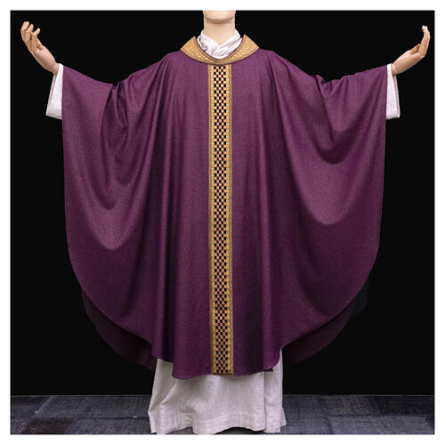 Chasuble 'Line M' wool with lurex braided stolons Atelier Sirio 10