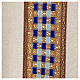 Casulla mariana "Línea M" lana lurex franja oro azul Atelier Sirio s2