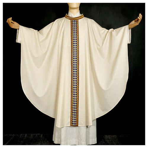 Casula mariana 'Linea M' lana lurex stolone oro blu Atelier Sirio 1