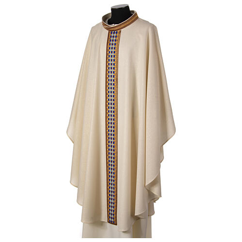 Marian Chasuble 'M Line' wool lurex blue gold stole Atelier Sirio 3