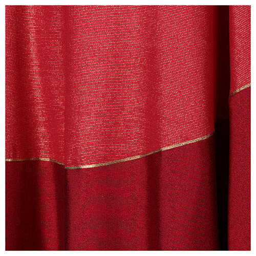 Chasuble "Experience" rouge tissus mixtes traits dorés Atelier Sirio 7