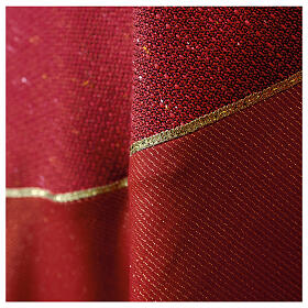 Red chasuble 'Experience' mixed fabrics golden lines Atelier Sirio