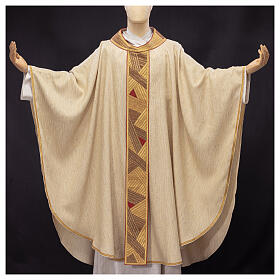 Chasuble "Luce" with golden and bronze geometric orphrey by Atelier Sirio