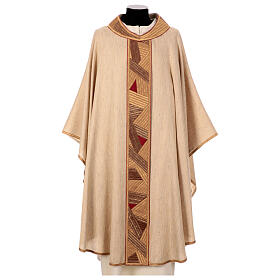 Chasuble "Luce" with golden and bronze geometric orphrey by Atelier Sirio