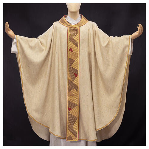 Chasuble "Luce" with golden and bronze geometric orphrey by Atelier Sirio 1
