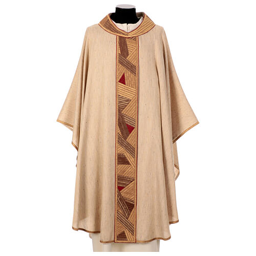 Chasuble "Luce" with golden and bronze geometric orphrey by Atelier Sirio 2