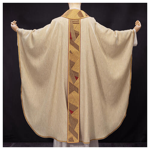 Chasuble "Luce" with golden and bronze geometric orphrey by Atelier Sirio 14