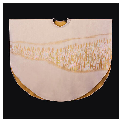 Casulla espigas dorada tejido jacquard rayon algodón Atelier Sirio 4