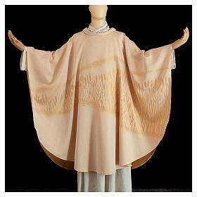 Chasuble golden wheat jacquard rayon cotton fabric Atelier Sirio