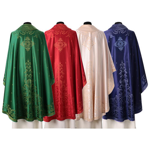 Gamma chasuble with embroidered stole and stones, woven design 13