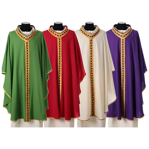 Pure woolen chasuble by Gamma with trimming braided by hand 1