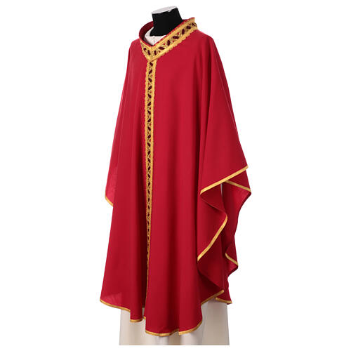 Pure woolen chasuble by Gamma with trimming braided by hand 5