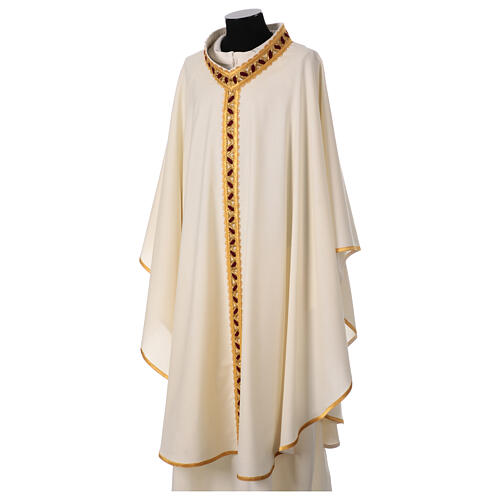 Pure woolen chasuble by Gamma with trimming braided by hand 7