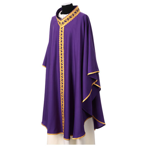 Pure woolen chasuble by Gamma with trimming braided by hand 9