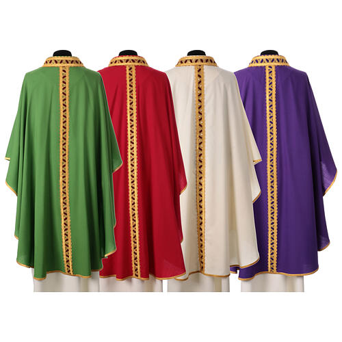 Pure woolen chasuble by Gamma with trimming braided by hand 11
